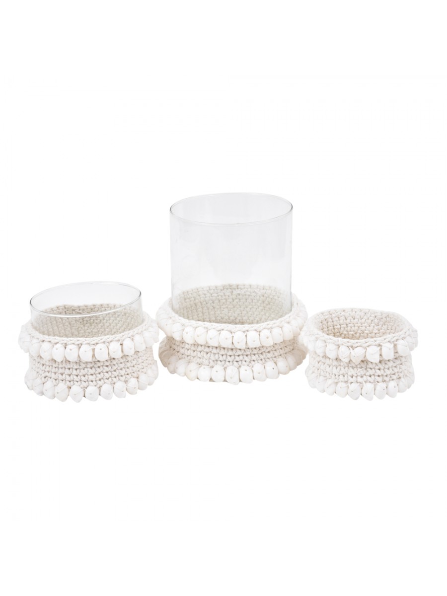 Cachepot Crochê Shell Set