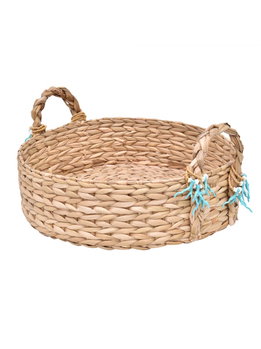 Cesto Taboa Coral Baixo Turquesa