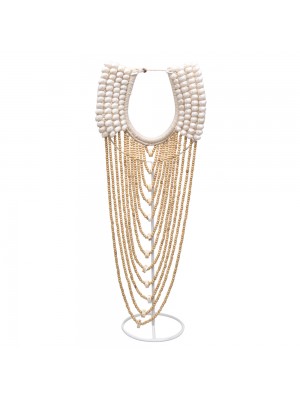 Colar Pedestal Concha e Madeira