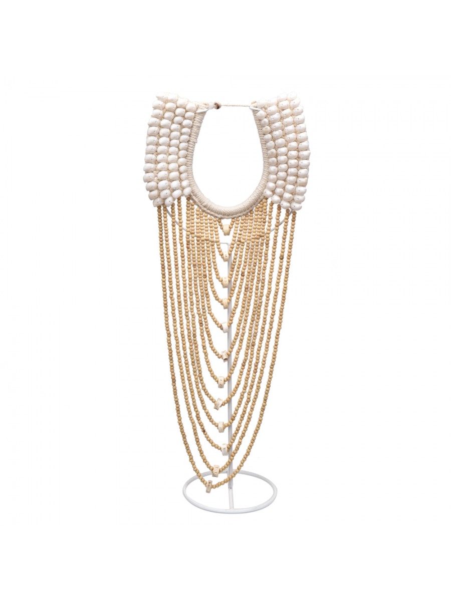 Colar Pedestal Concha e Madeira