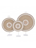 Pedestal Miçanga Mandala Off White - conj. 3 peças