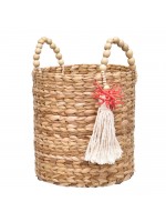Cesto Taboa Coral Tassel Vermelho M
