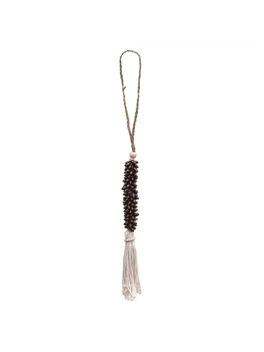 Pingente de Conchas Longo Tassel Marrom