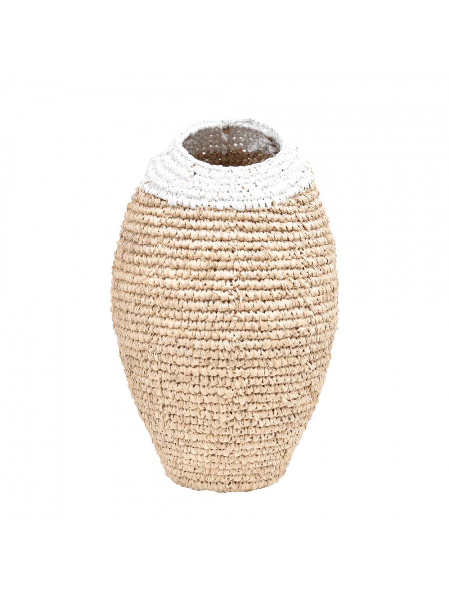 Vaso Orgânico Oval Natural com Branco P