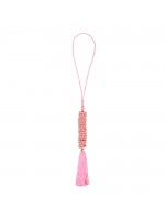 Pingente Madeira e Tassel Rosa