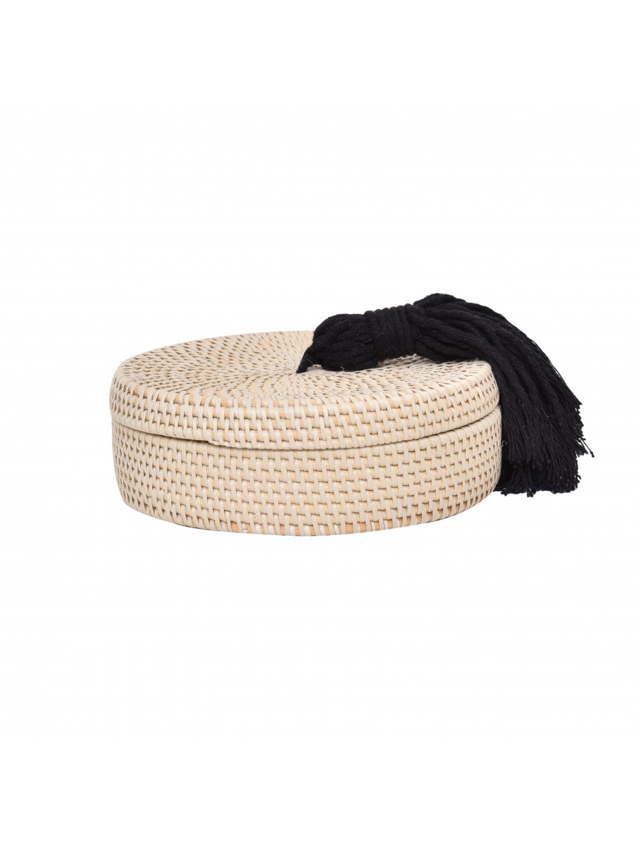 Caixa Ratan Flat Tassel Preta