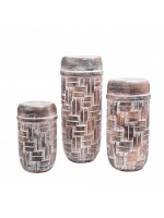 Vaso Talhado Xadrez Conj. 03 Pçs