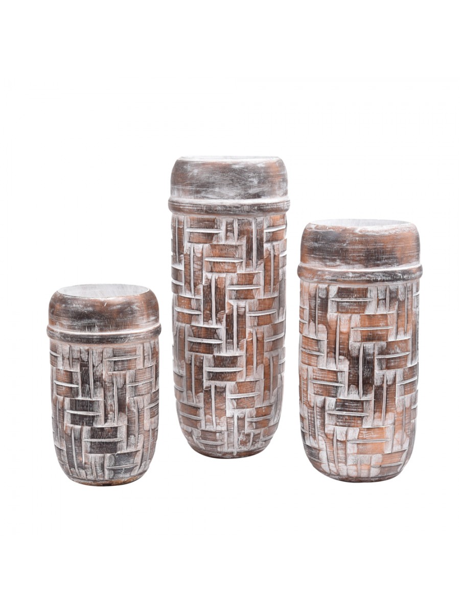 Vaso Talhado Xadrez Conj. 03 Pçs