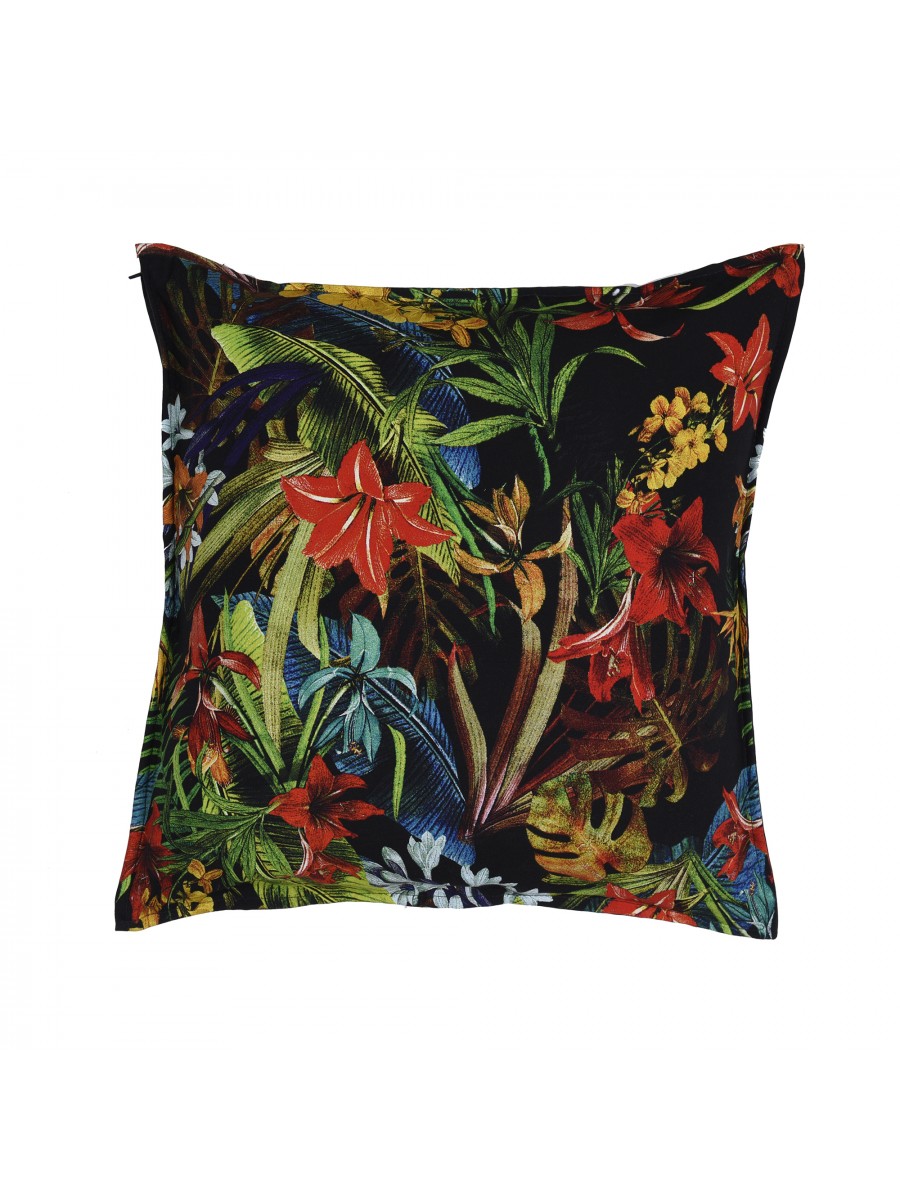 Capa de Almofada Floral Preta
